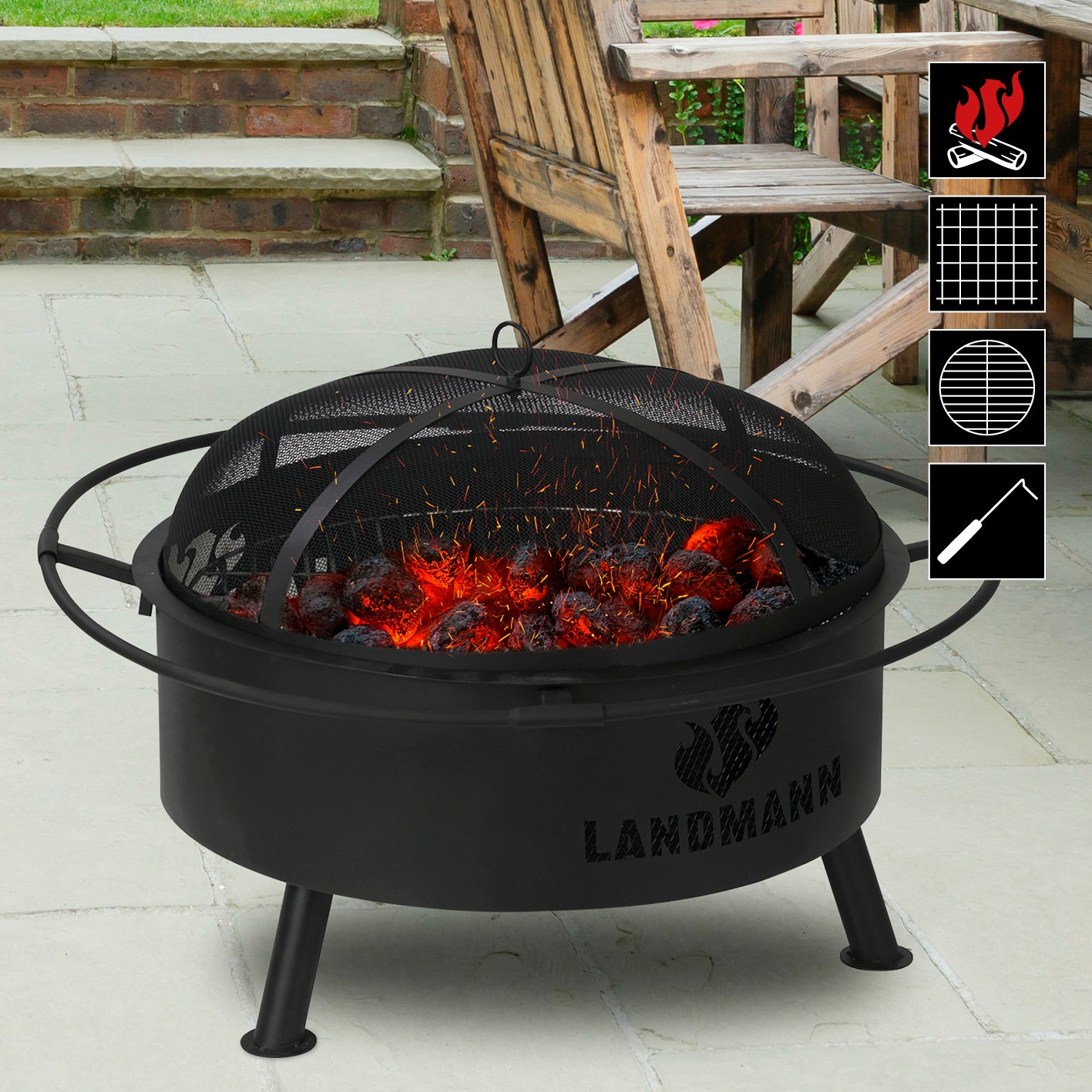 2in1 Outdoor Fire Basket & Grill Industrial Design
