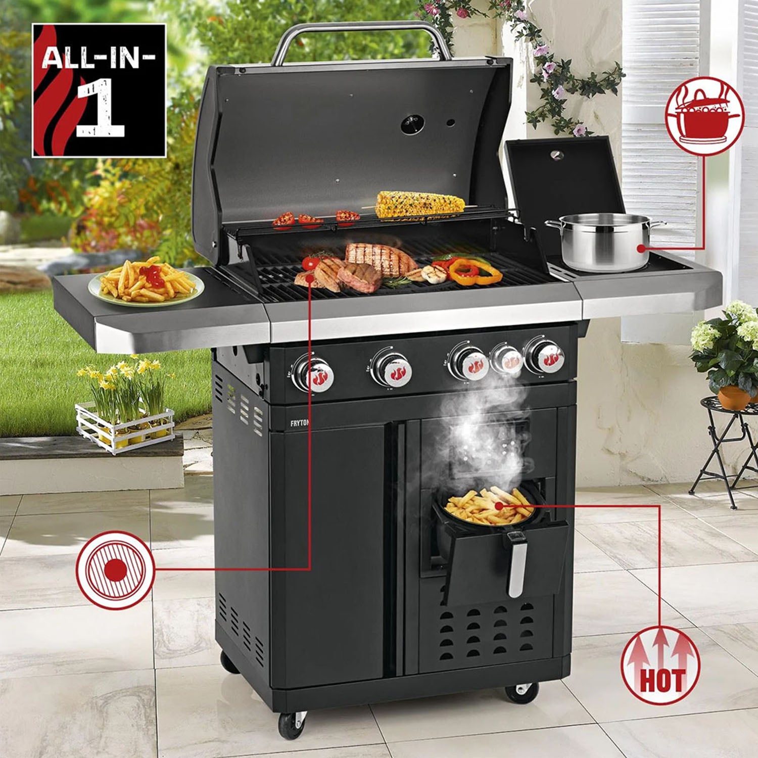 Fryton cooK 4.1 Gas BBQ with 3.5L air fryer - Black