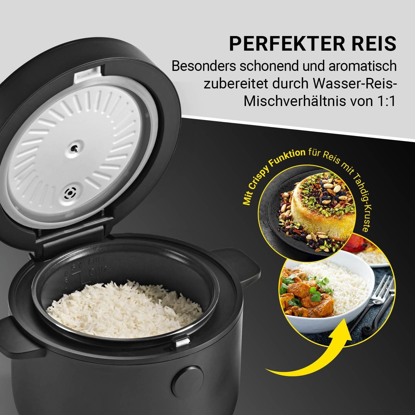 N8WERK Digital Rice Cooker With Steam Insert - Black, 400W