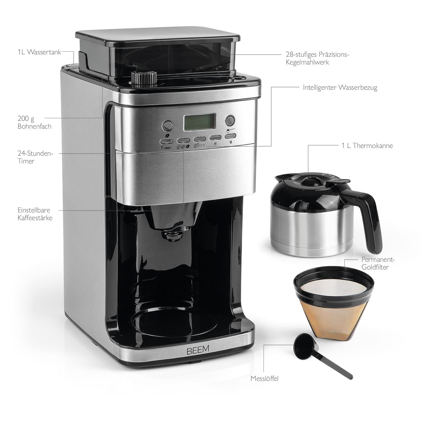 FRESH-AROMA-PERFECT Superior filter coffee machine with grinder - thermal