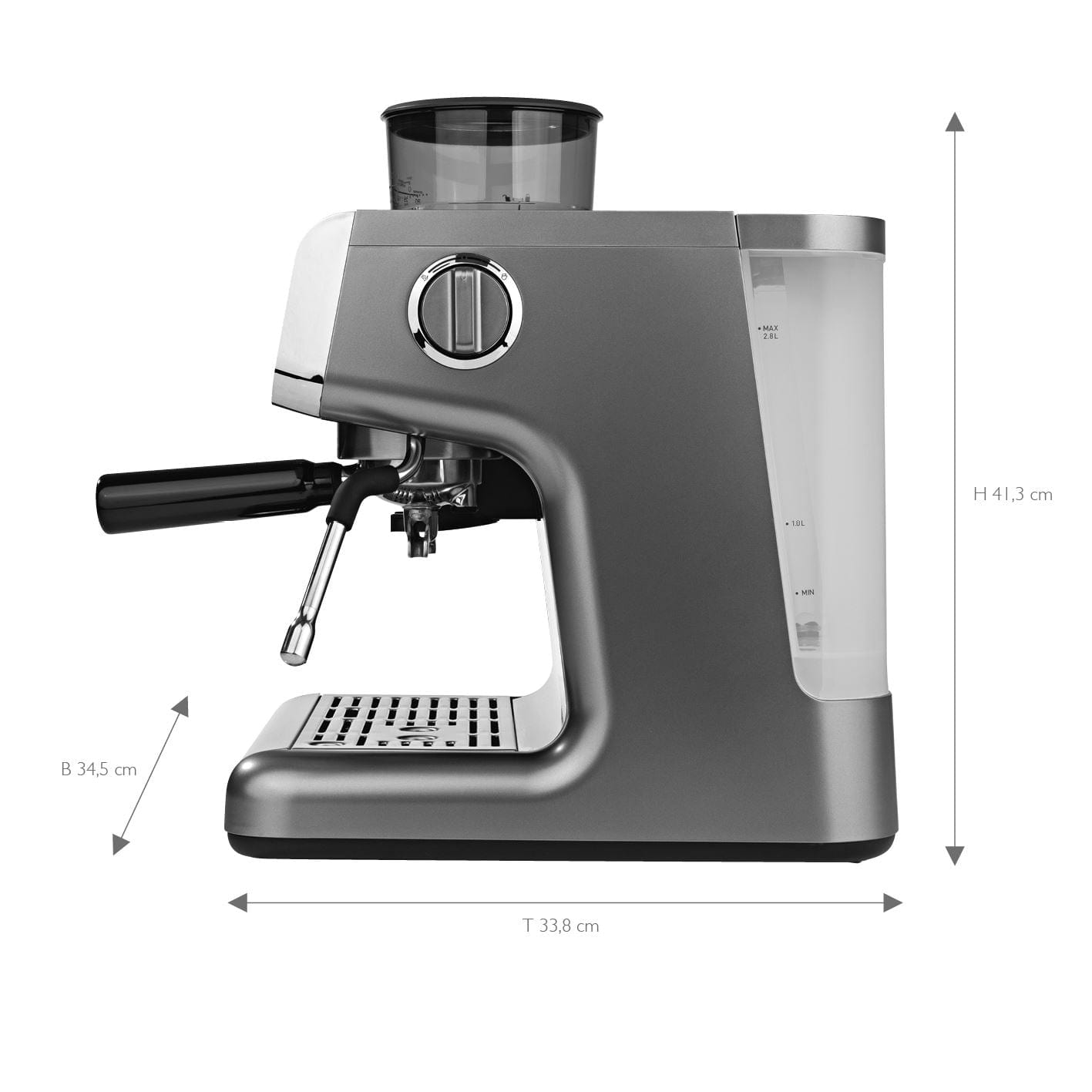 ESPRESSO-GRIND-PROFESSION Espresso Portafilter Machine with Grinder - 15 bar