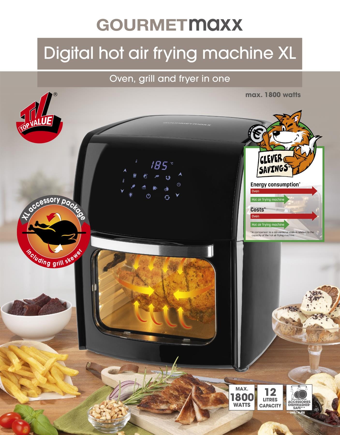 GOURMETmaxX 12L Digital Hot Air Fryer
